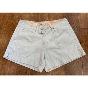 Vintage Maurices Chino Shorts Sz 9/10 Beige Double Button Flap Pockets Slimming